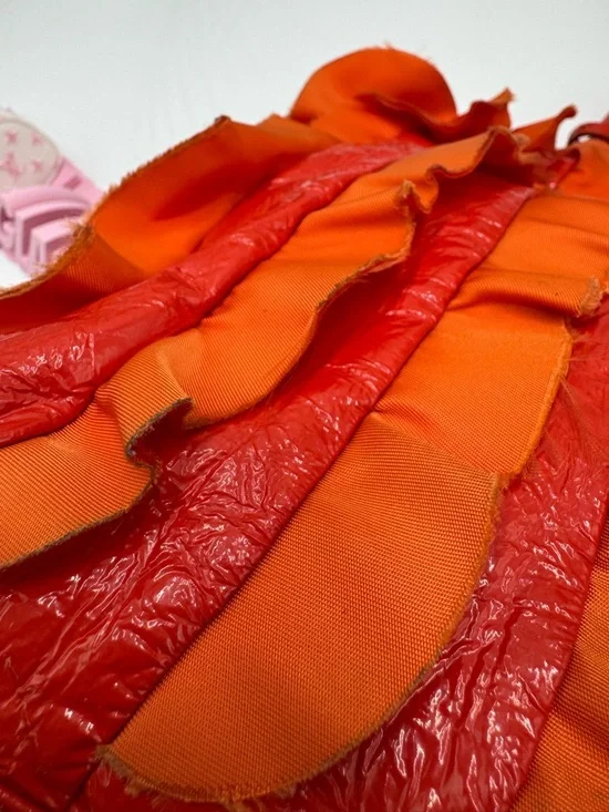 Prada Rare Arancio Orange Tessuto Ruffle Tote Bag BN1728 Vernice Patent Leather - Picture 14 of 14